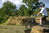 Cyclist on Ham Hill, Somerset, England